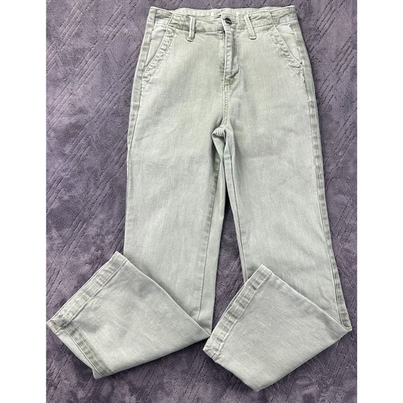 Risen High Rise Side Twill Tape Detail Straight Pants Jeans 5 army green soft! - Picture 1 of 11